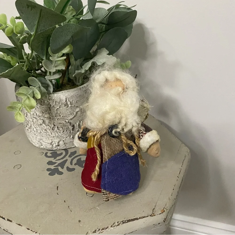 Vintage Rustic Handmade Country Fabric Style Santa Figurine